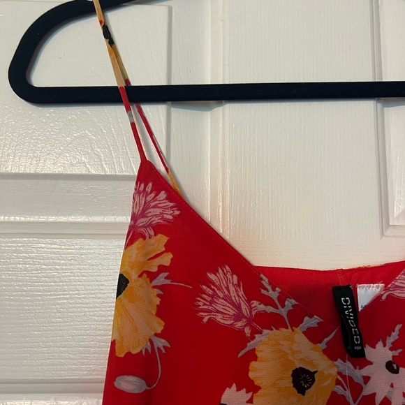 NWT divided 8 floral summer dress red yellow spaghetti strap - Picture 5 of 10